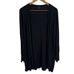 Talbots Womens Black Open-Front Cardigan Sweater Sz XL Rayon/Nylon/Cotton Blend